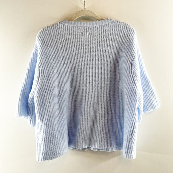 Aerie unREAL Short Sleeve Cardigan Sweater Eyelet Blue XL - Picture 5 of 5